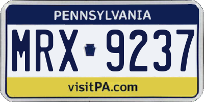 PA license plate MRX9237