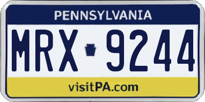 PA license plate MRX9244