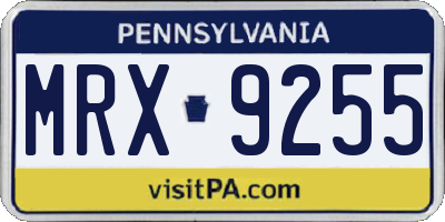 PA license plate MRX9255