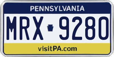 PA license plate MRX9280
