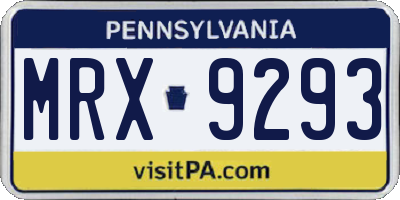 PA license plate MRX9293