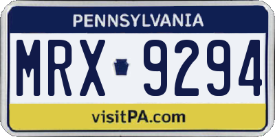 PA license plate MRX9294