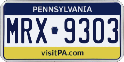PA license plate MRX9303