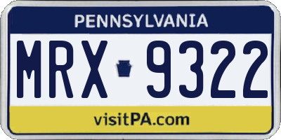 PA license plate MRX9322