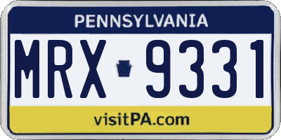 PA license plate MRX9331