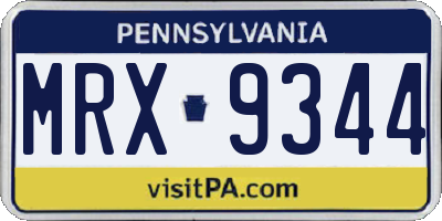 PA license plate MRX9344