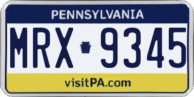 PA license plate MRX9345