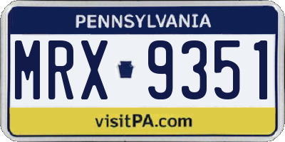 PA license plate MRX9351