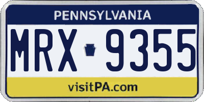 PA license plate MRX9355