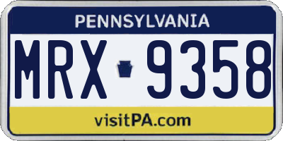 PA license plate MRX9358