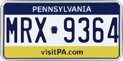 PA license plate MRX9364