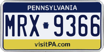 PA license plate MRX9366