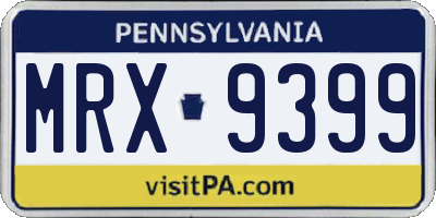 PA license plate MRX9399
