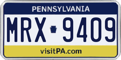 PA license plate MRX9409