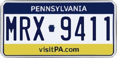 PA license plate MRX9411