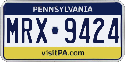 PA license plate MRX9424