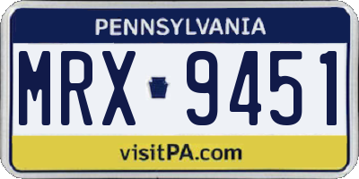 PA license plate MRX9451