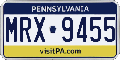 PA license plate MRX9455