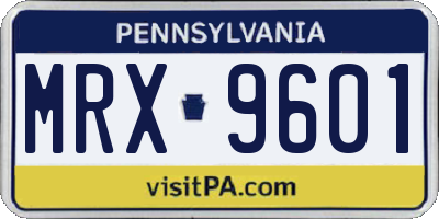PA license plate MRX9601