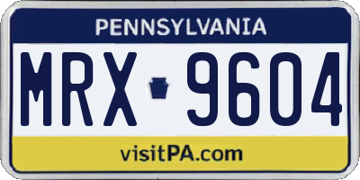 PA license plate MRX9604