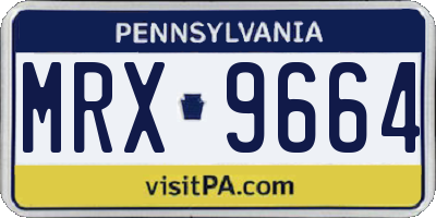 PA license plate MRX9664