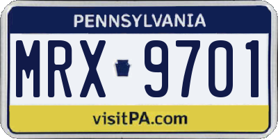 PA license plate MRX9701