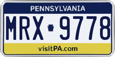 PA license plate MRX9778
