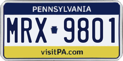 PA license plate MRX9801