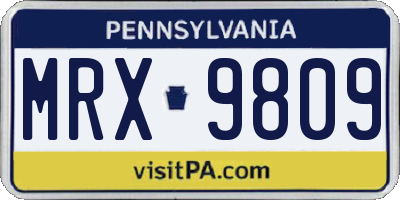 PA license plate MRX9809