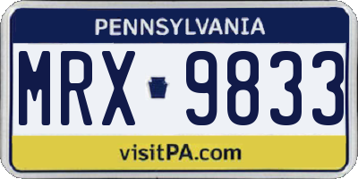 PA license plate MRX9833