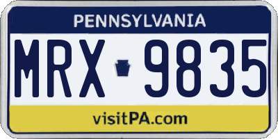 PA license plate MRX9835