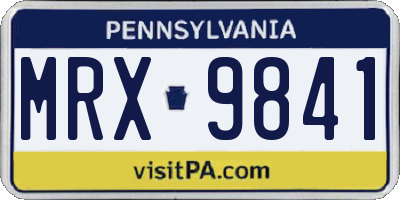 PA license plate MRX9841