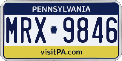 PA license plate MRX9846