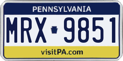 PA license plate MRX9851