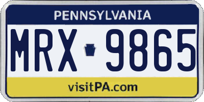 PA license plate MRX9865