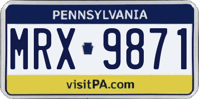 PA license plate MRX9871