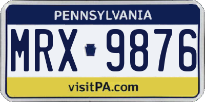 PA license plate MRX9876