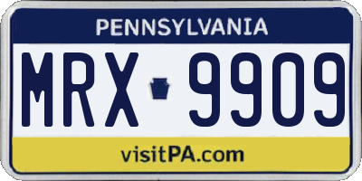 PA license plate MRX9909