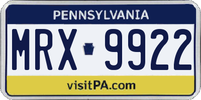 PA license plate MRX9922