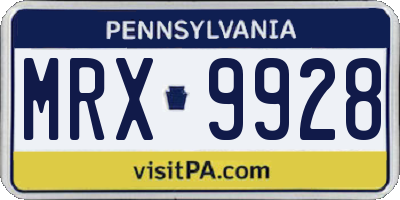 PA license plate MRX9928