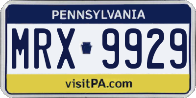 PA license plate MRX9929