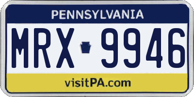 PA license plate MRX9946