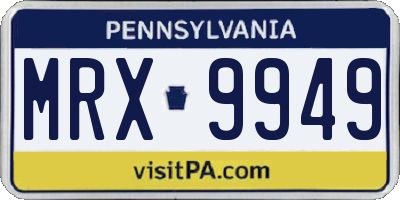 PA license plate MRX9949
