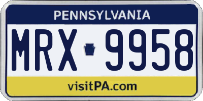 PA license plate MRX9958