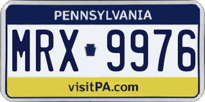 PA license plate MRX9976