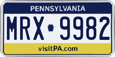 PA license plate MRX9982