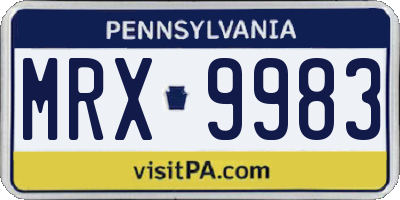 PA license plate MRX9983