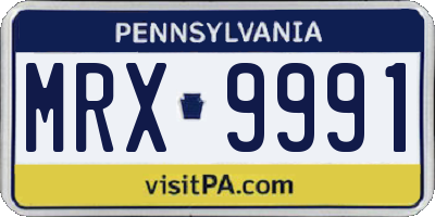 PA license plate MRX9991
