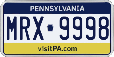 PA license plate MRX9998