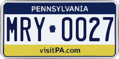 PA license plate MRY0027